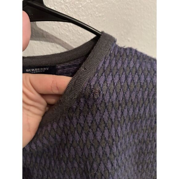 Burberry London Mens Medium Italy Purple Vest Wool Alpaca Flaws - Picture 2 of 11